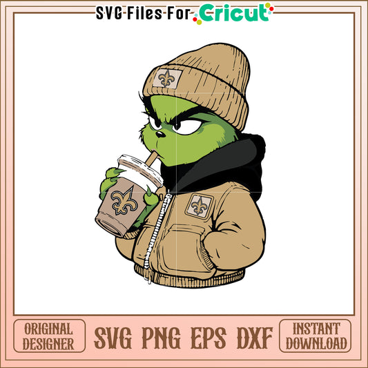 Cute Grinch Character SVG Design for Fans