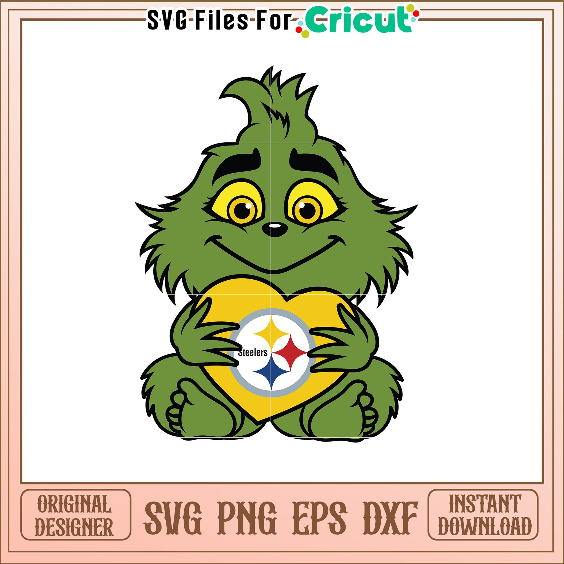 Cute Grinch Holding Steelers Heart SVG Design for Fans