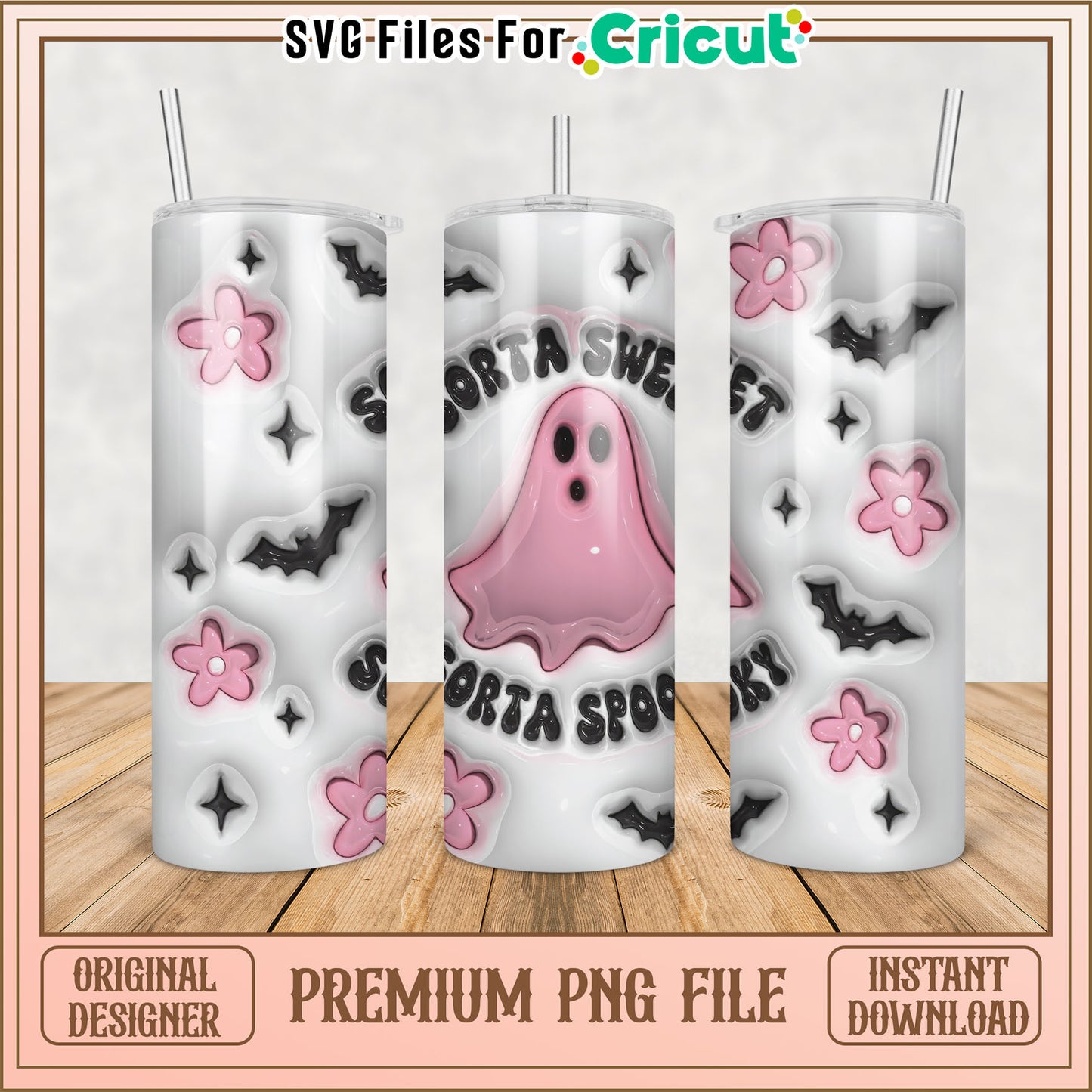 Cute Halloween Tumbler PNG Design for Cricut Instant Download