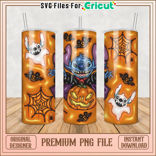 Cute Halloween Tumbler PNG Design with Ghosts and Pumpkins