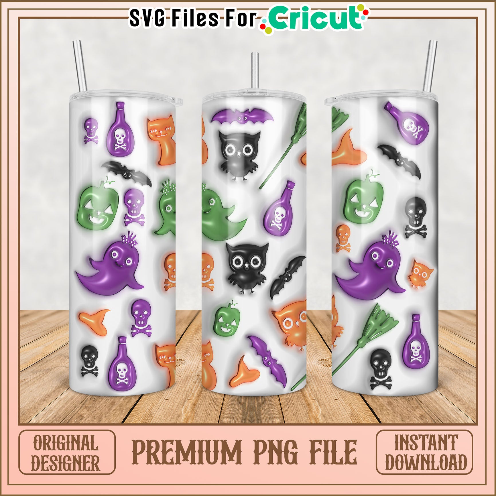 Cute Halloween Tumbler PNG File for Cricut Crafting Projects