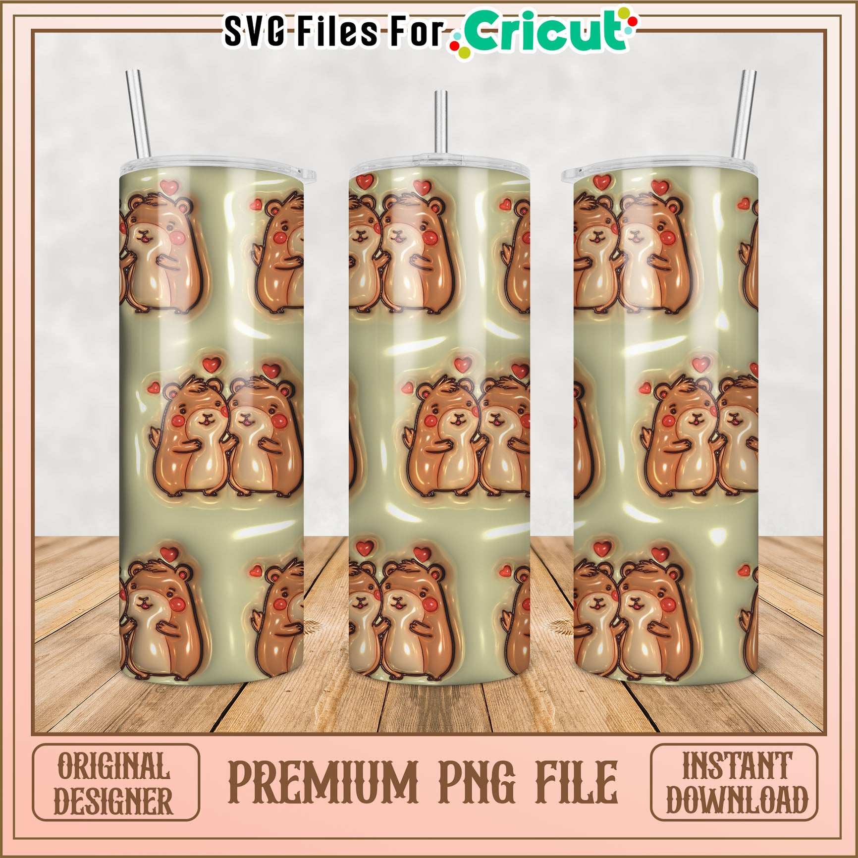 Cute Hamster Tumbler PNG Design