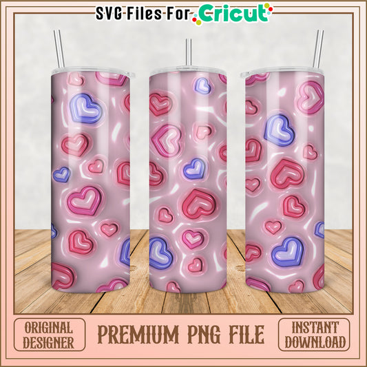 Cute Heart Pattern Tumbler Design Premium PNG Instant Download