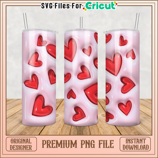 Cute Heart Pattern Tumbler PNG for Cricut Designs Instant Download