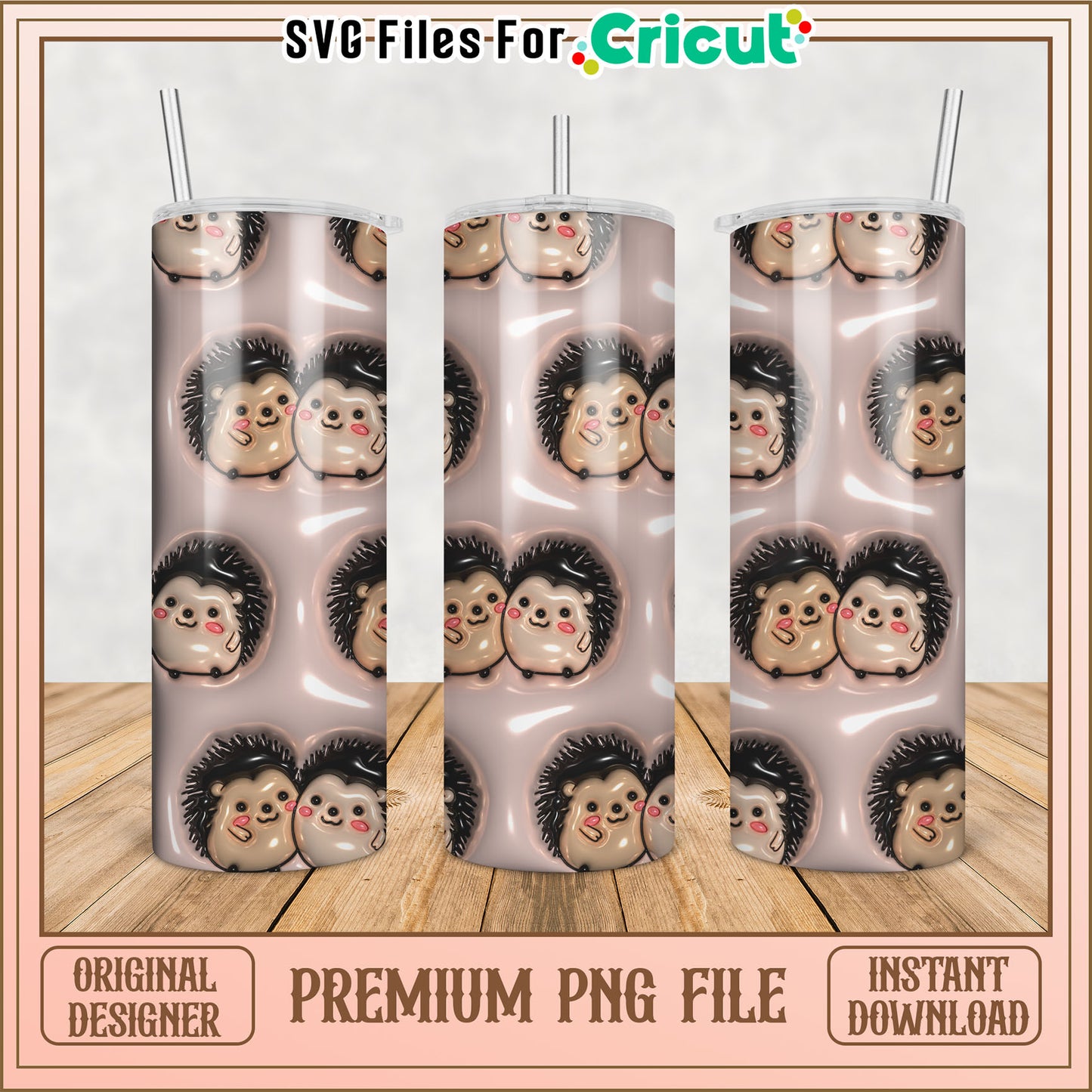 Cute Hedgehog Tumbler PNG