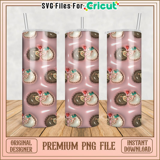 Cute Hedgehog Tumbler PNG Design for Cricut Instant Download