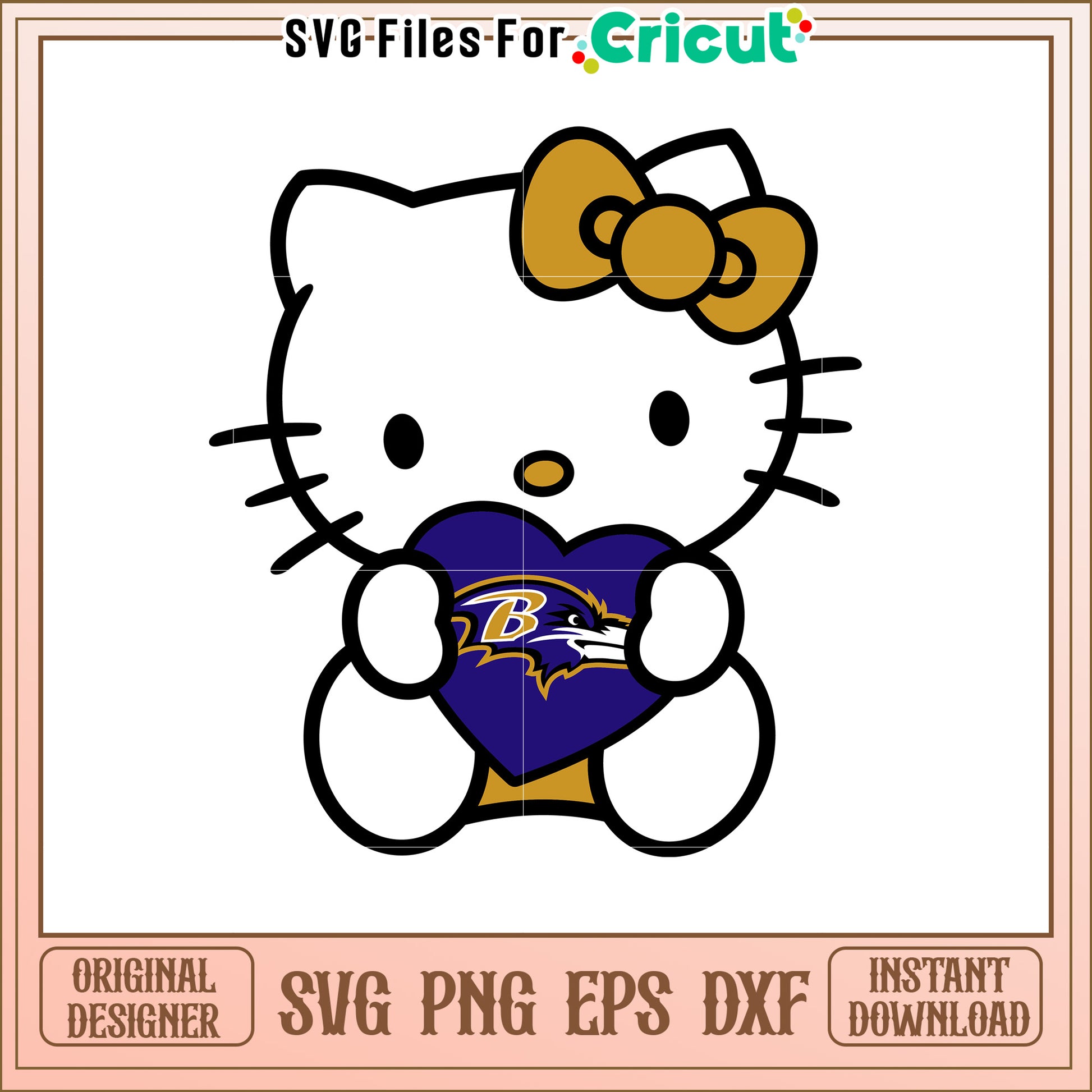 Cute Hello Kitty Baltimore Ravens SVG Design Art