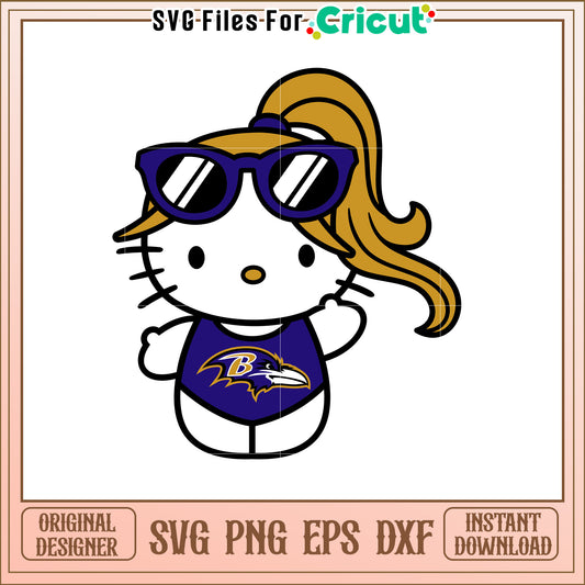 Cute Hello Kitty Baltimore Ravens SVG Design File