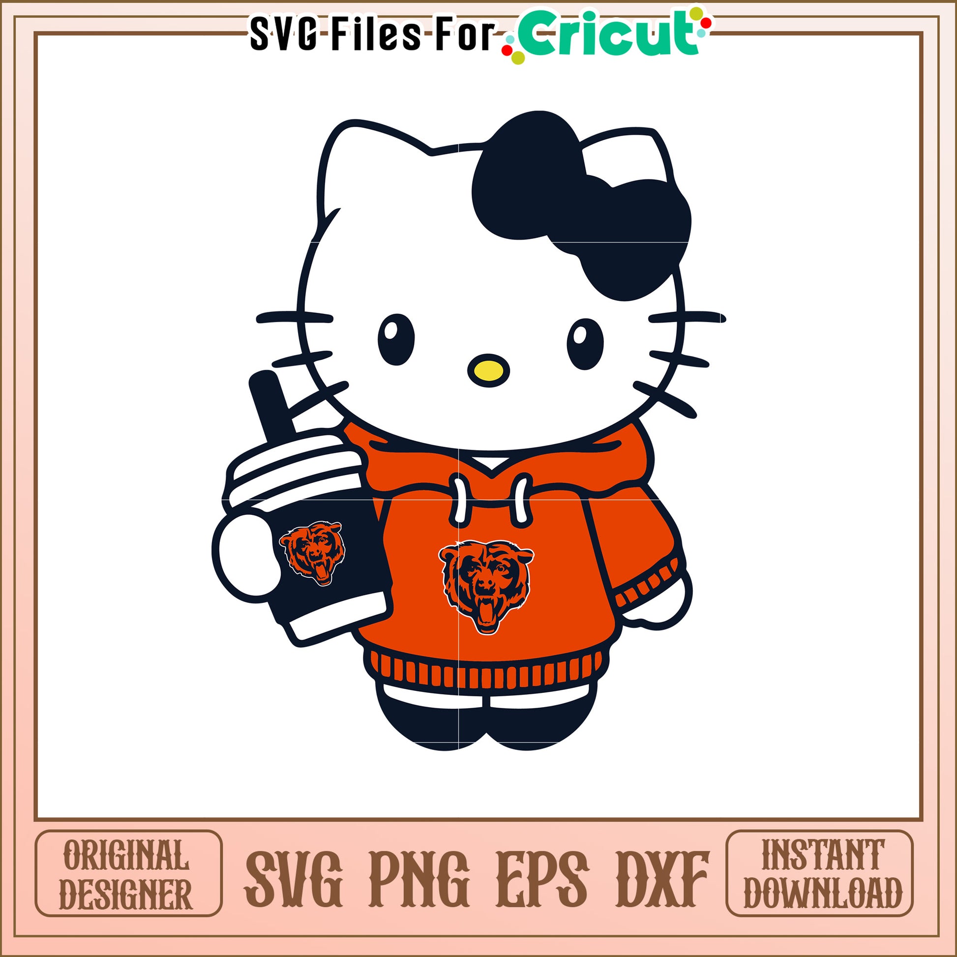Cute Hello Kitty Bear Fan SVG Design for Crafts