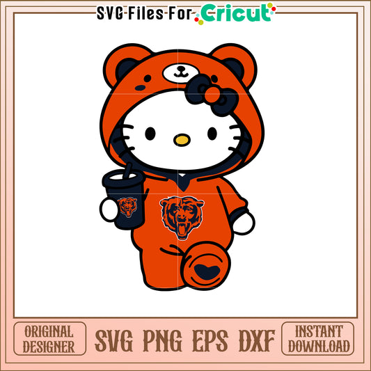 Cute Hello Kitty Bear Hoodie SVG Design for Fans