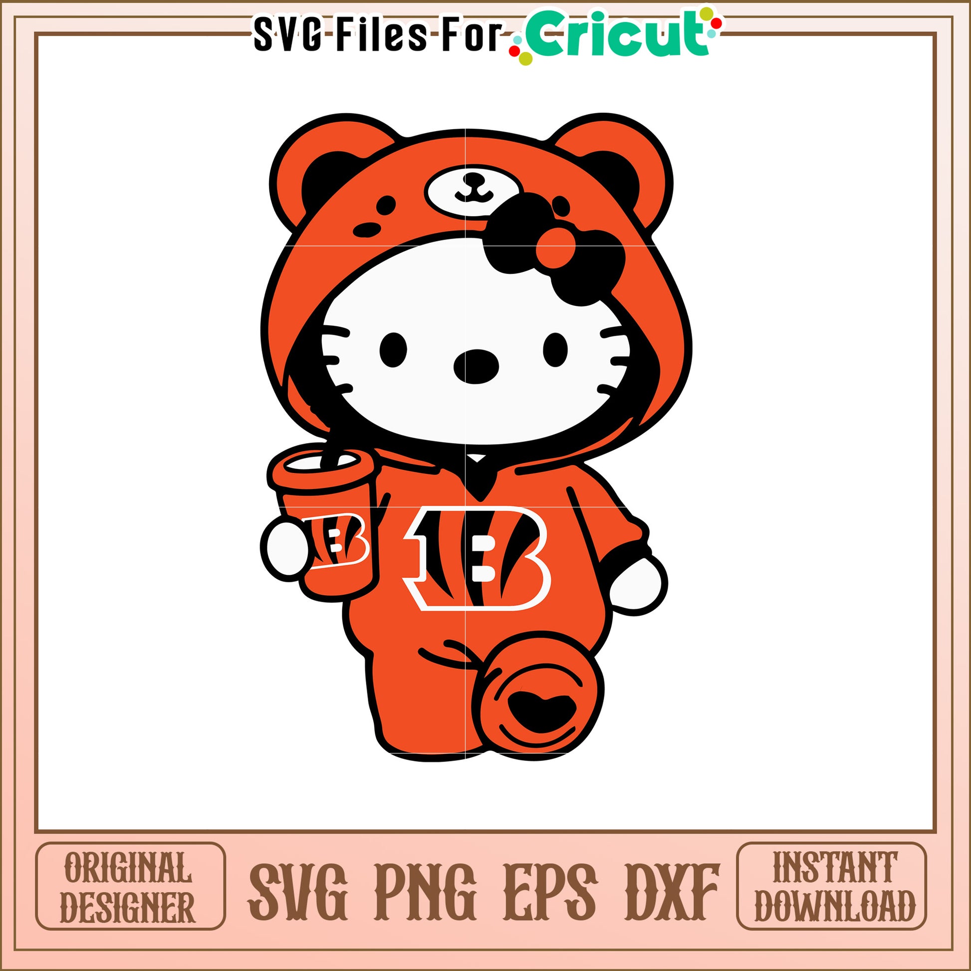 Cute Hello Kitty Bengals SVG Design for Fans