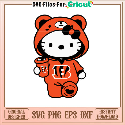Cute Hello Kitty Bengals SVG Design for Fans