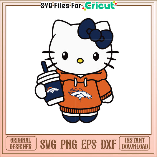 Cute Hello Kitty Denver Broncos SVG Design for Fans