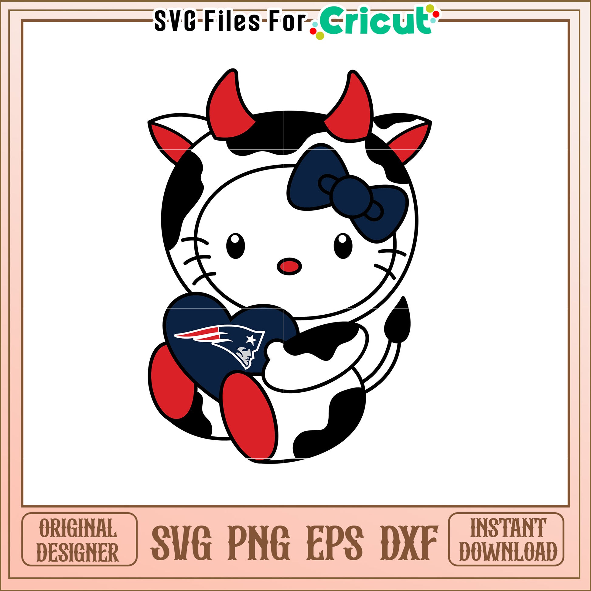 Cute Hello Kitty Design with New England Patriots SVG