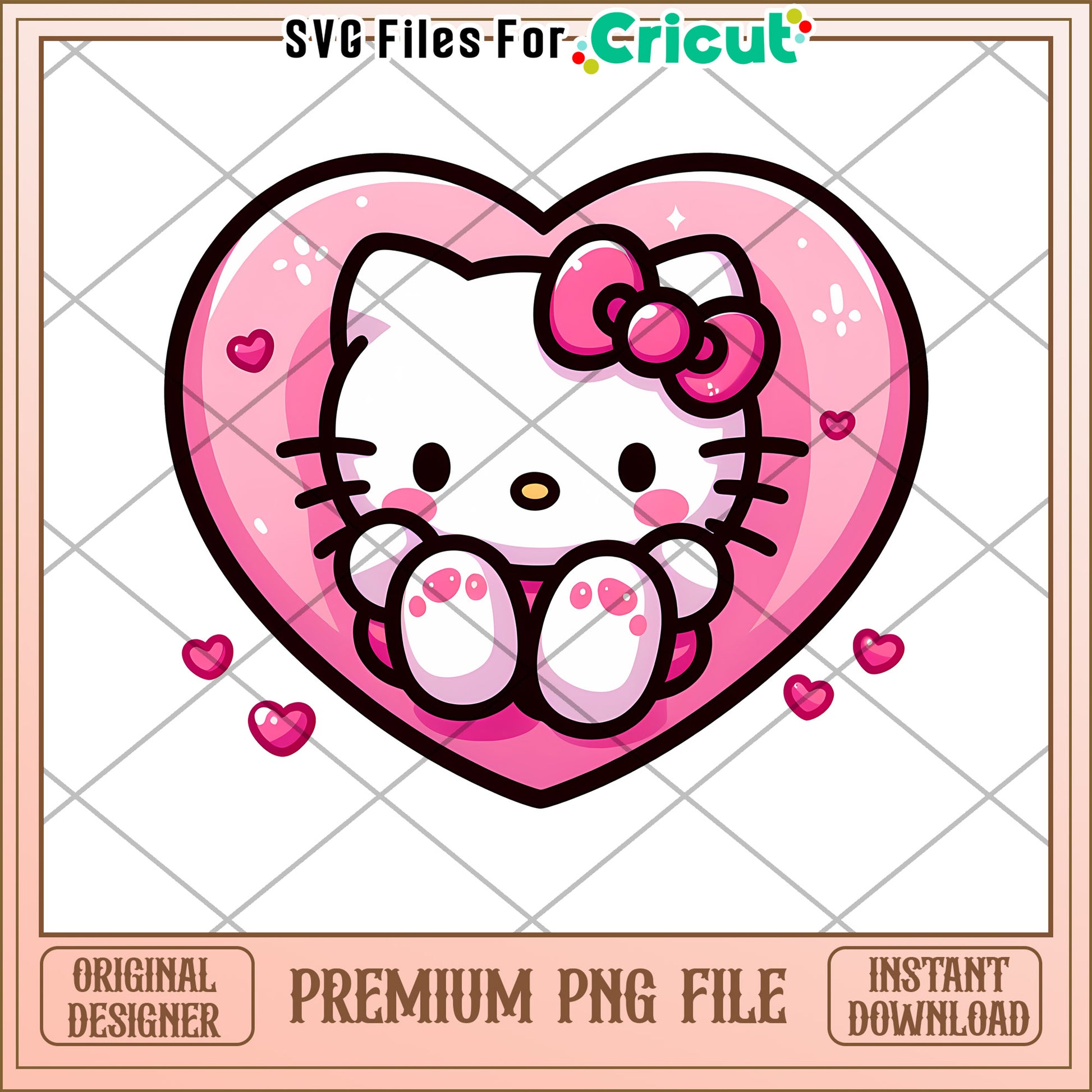 Cute Hello Kitty Heart PNG Design for Crafts and Decor