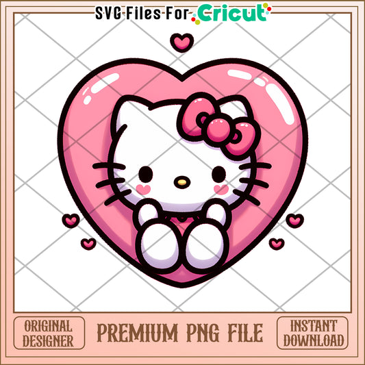 Cute Hello Kitty Heart PNG Design for Cricut Projects