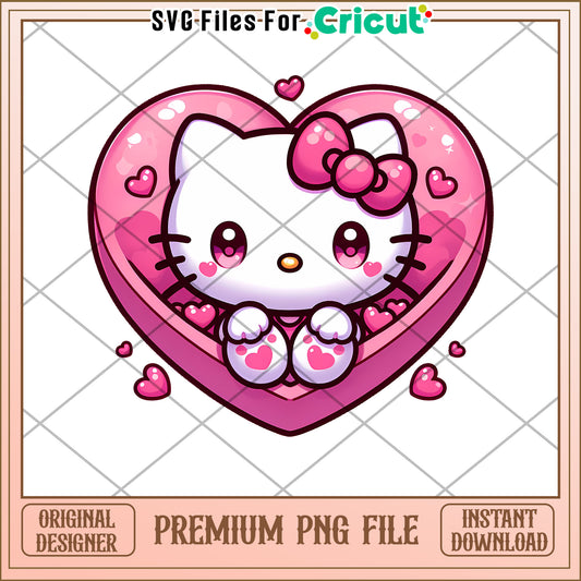 Cute Hello Kitty Heart PNG File for Crafting Projects