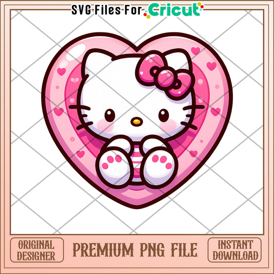 Cute Hello Kitty Heart PNG File for Cricut Design Use