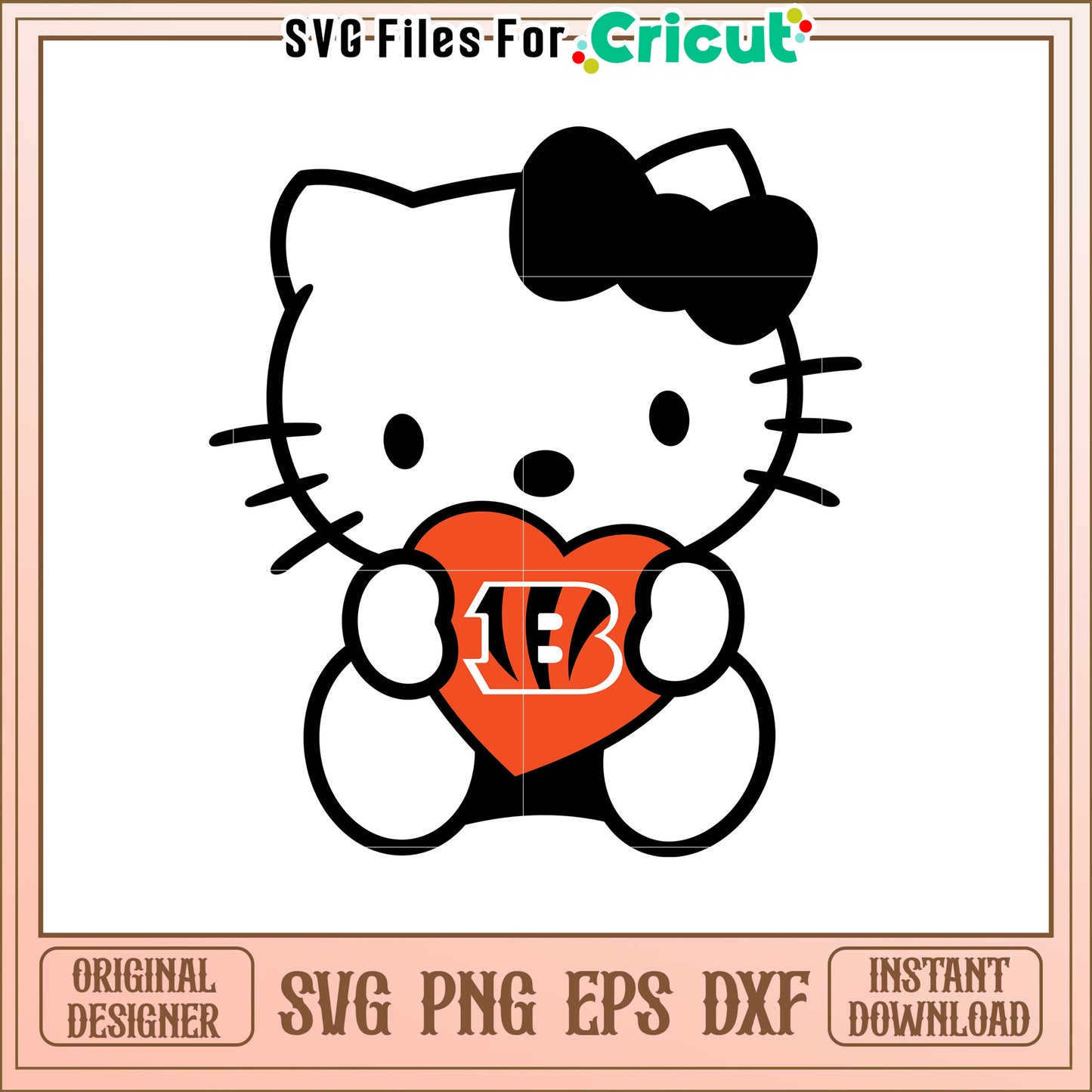 Cute Hello Kitty Heart SVG Design for Fans