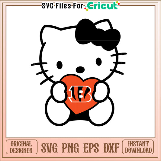 Cute Hello Kitty Heart SVG Design for Fans