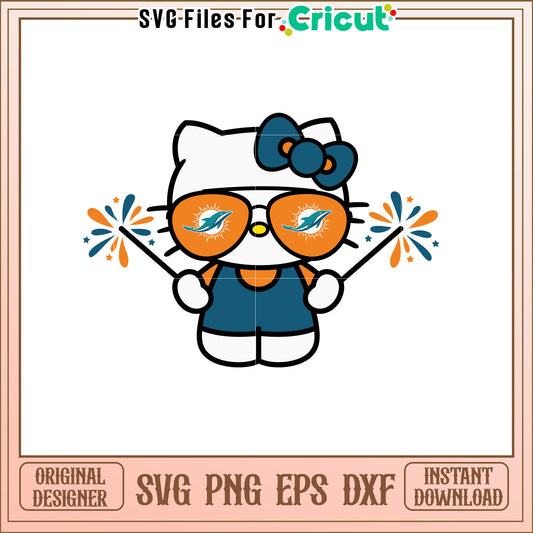 Cute Hello Kitty Miami Dolphins SVG Design for Fans