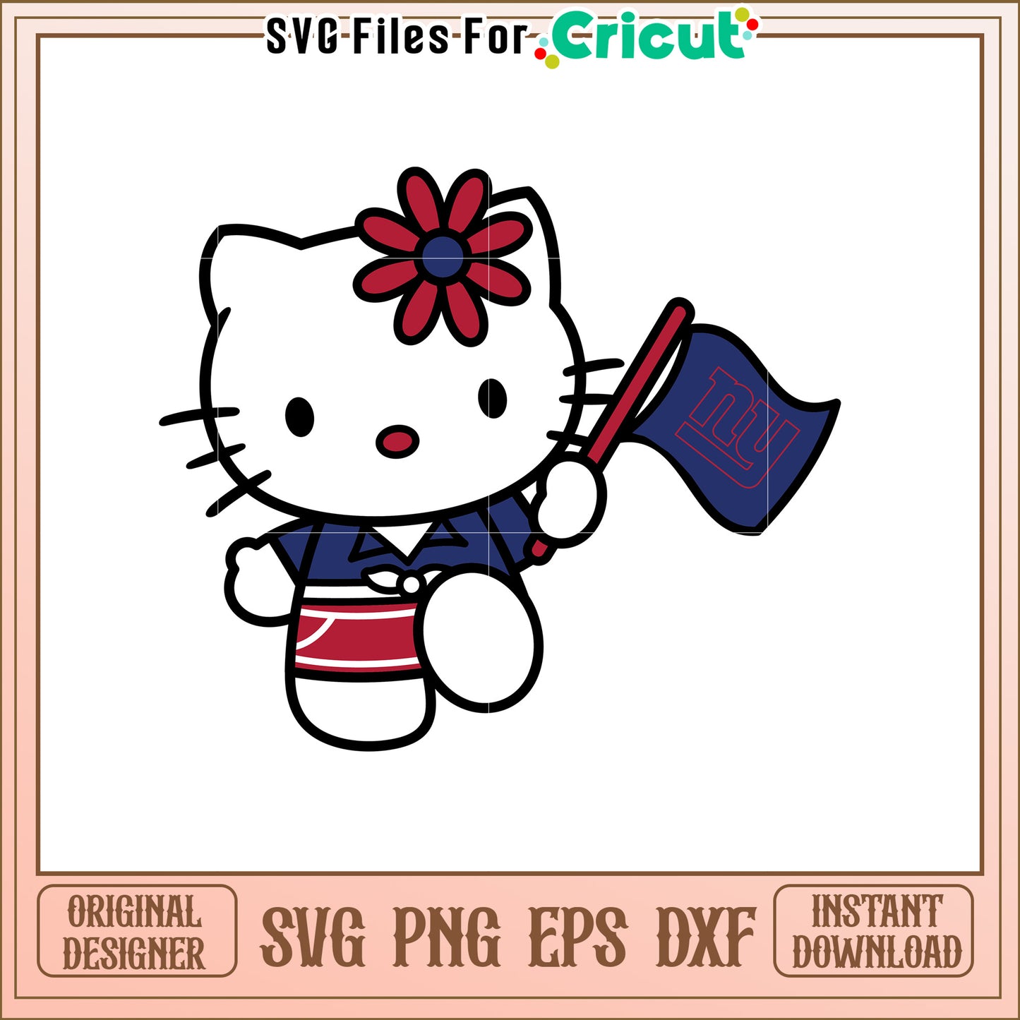 Cute Hello Kitty NY Giants SVG Design for Fans