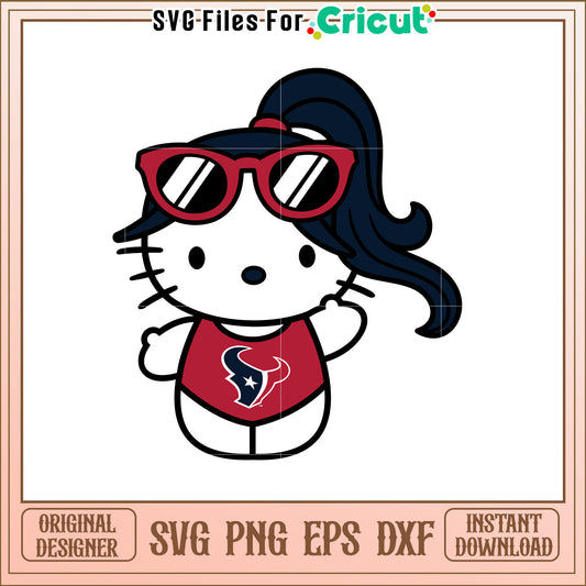 Cute Hello Kitty SVG Design in Houston Texans Gear