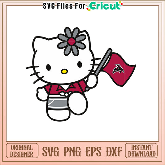 Cute Hello Kitty SVG Design with Football Flag Art
