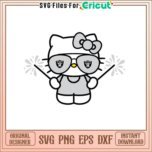 Cute Hello Kitty SVG Design with Raiders Theme Graphic