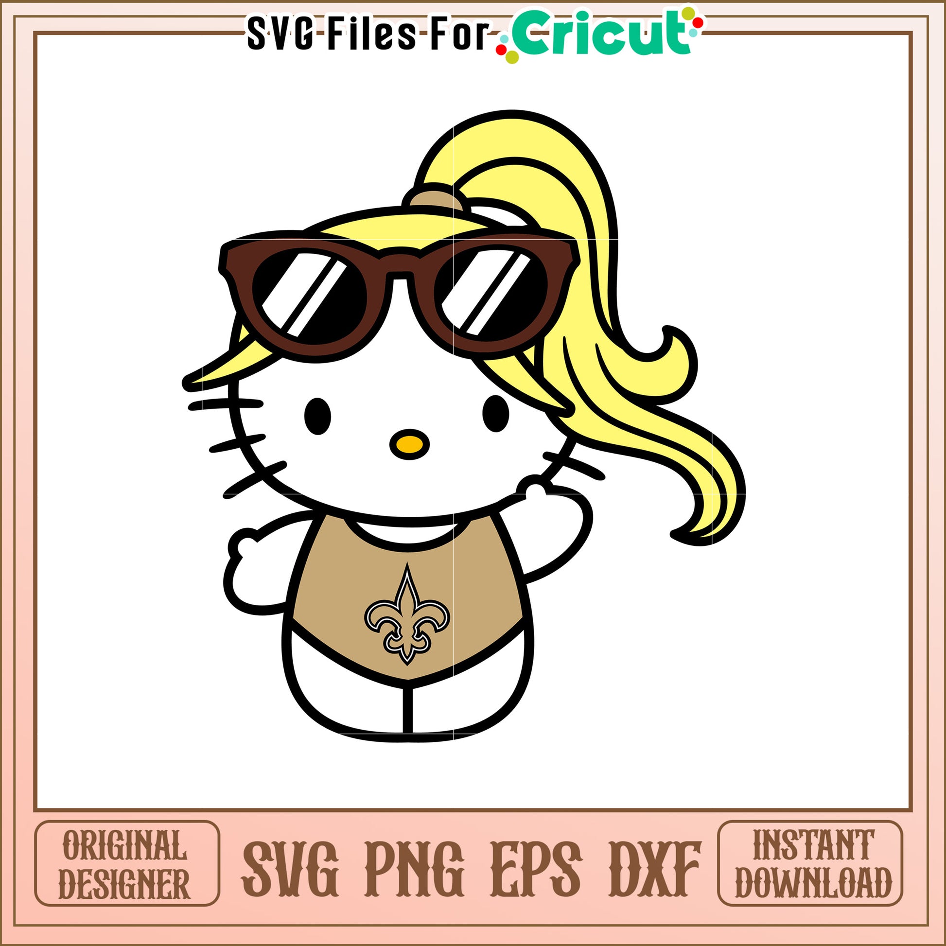 Cute Hello Kitty SVG Design with Sunglasses Style