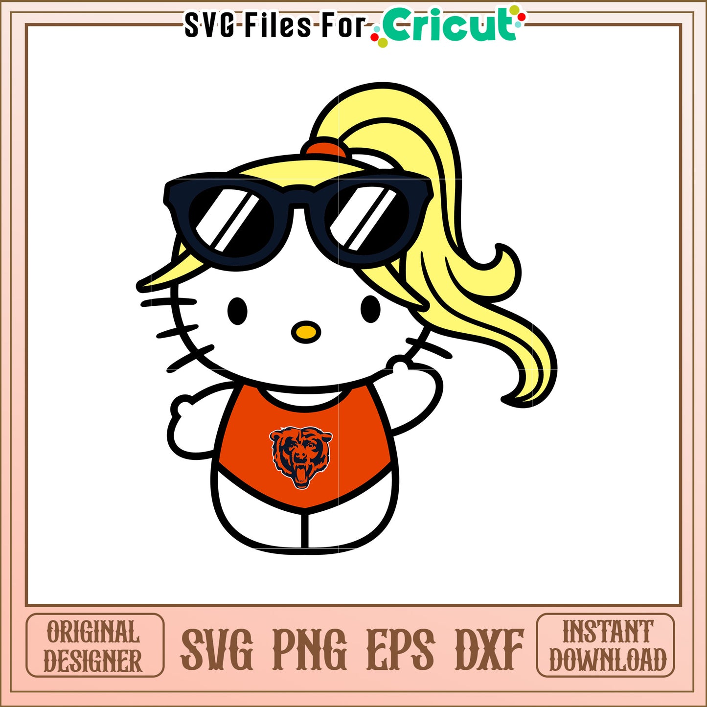 Cute Hello Kitty SVG Design with Sunglasses and Bears