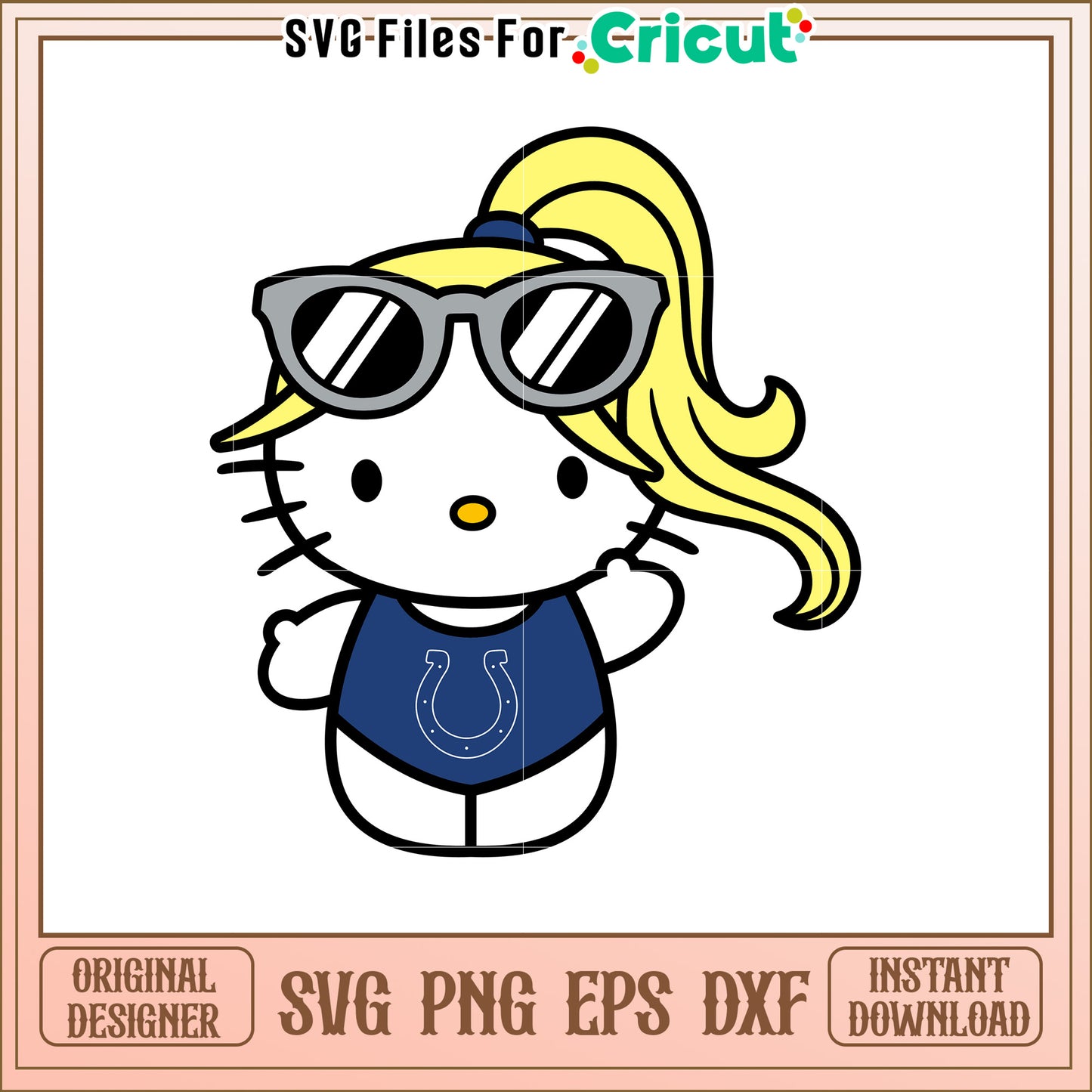 Cute Hello Kitty SVG Design with Sunglasses and Ponytail