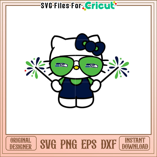 Cute Hello Kitty Seattle Seahawks SVG Design Download