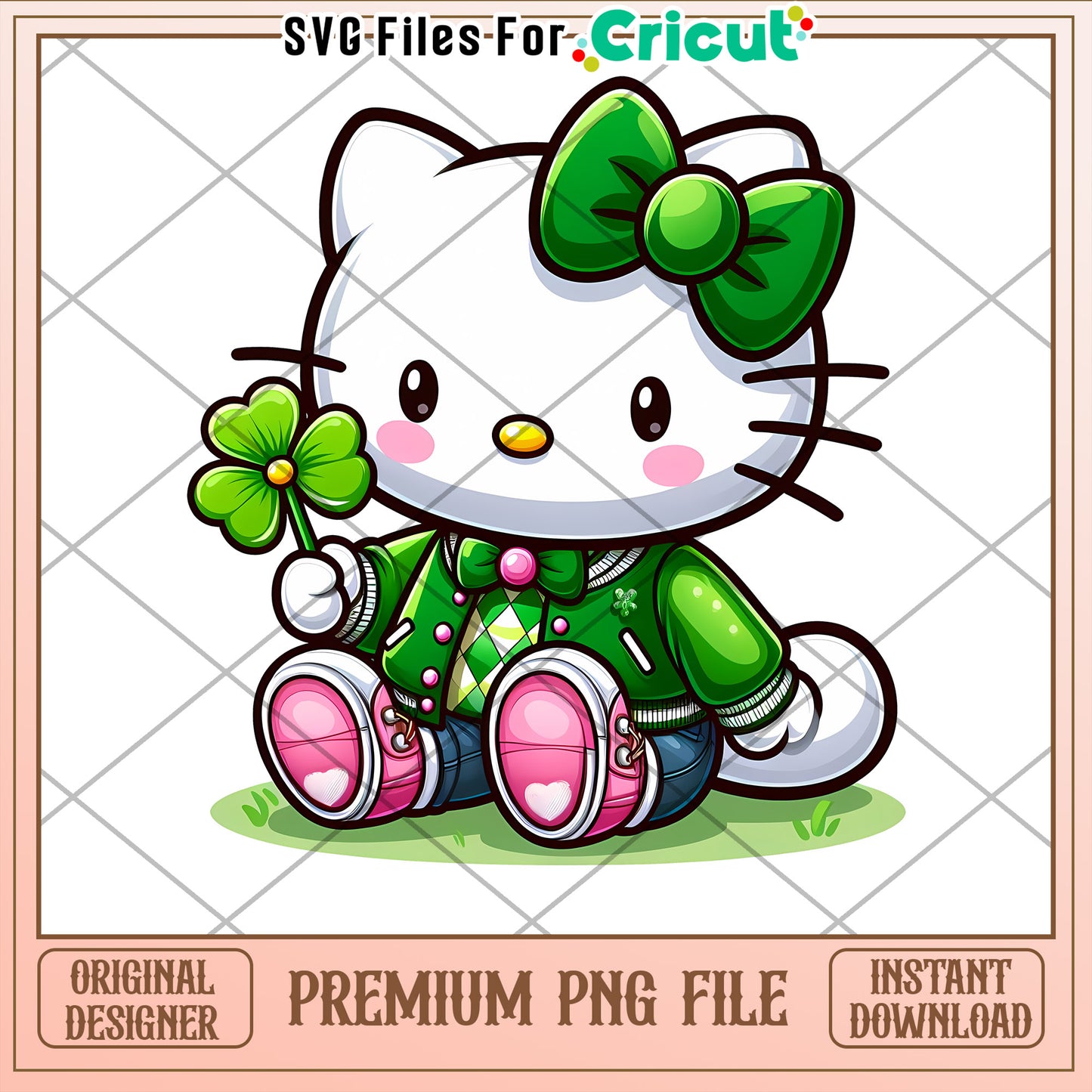 Cute Hello Kitty St Patricks Day PNG for Cricut Crafting