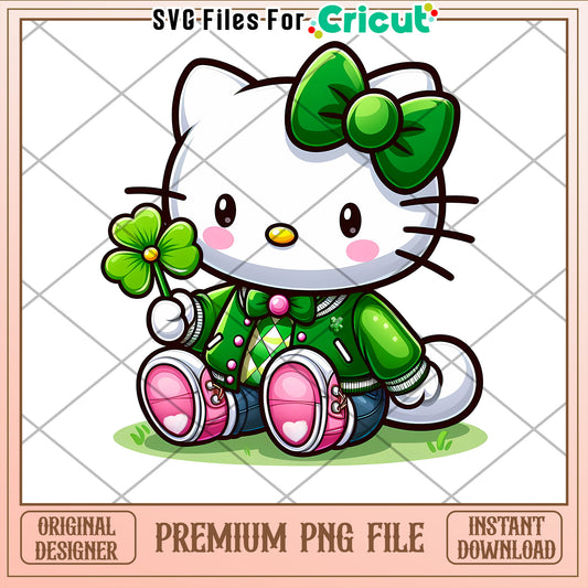 Cute Hello Kitty St Patricks Day PNG for Cricut Crafting