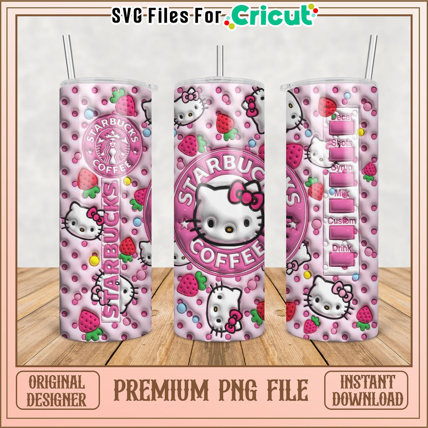 Cute Hello Kitty Starbucks Tumbler Design PNG for Crafting Lovers