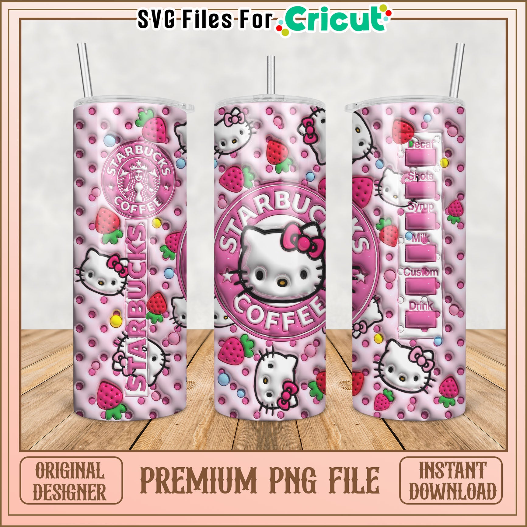 Cute Hello Kitty Starbucks Tumbler Design PNG for Crafting Lovers