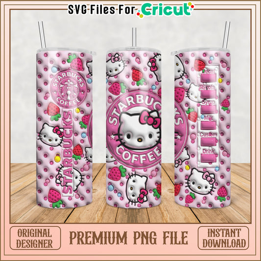 Cute Hello Kitty Starbucks Tumbler Design PNG for Crafting Lovers