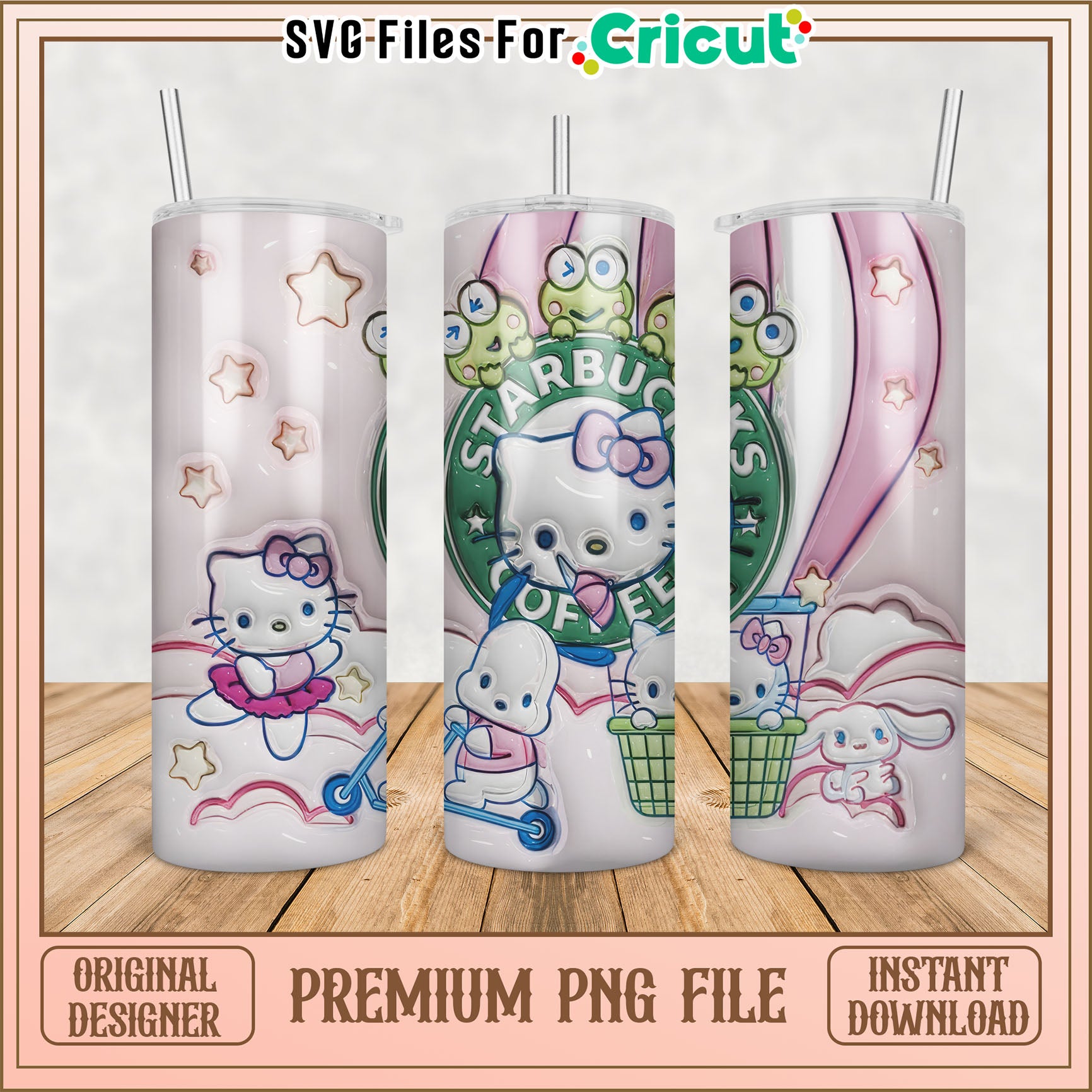 Cute Hello Kitty Tumbler PNG Design for Cricut Projects Download