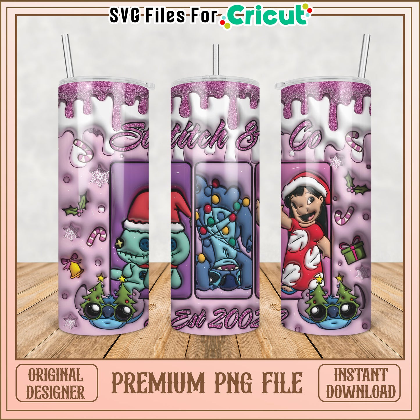 Cute Holiday Tumbler Design PNG File for Cricut Instant Download