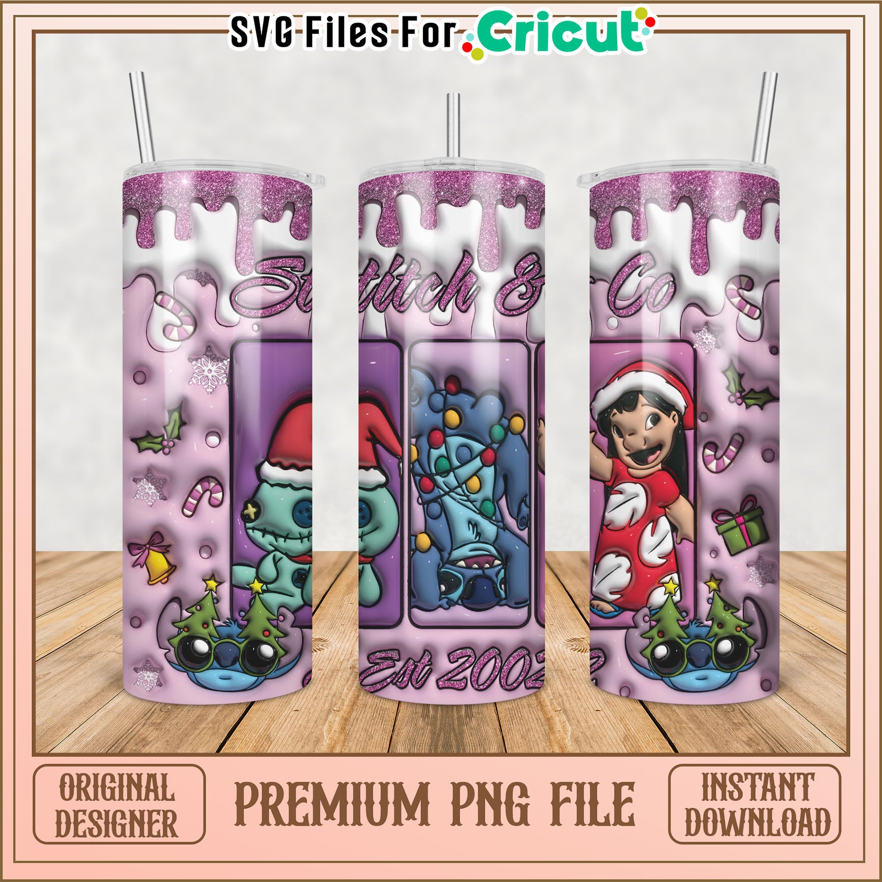Cute Holiday Tumbler Design PNG File for Cricut Instant Download