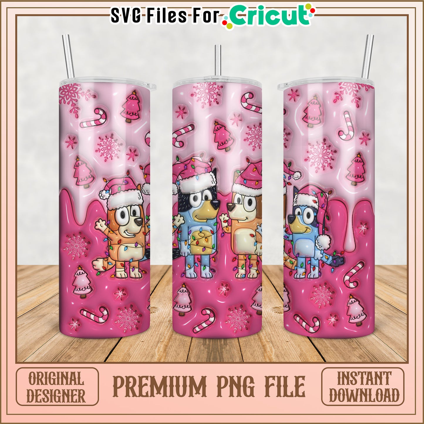 Cute Holiday Tumbler Design PNG for Cricut Crafts Download