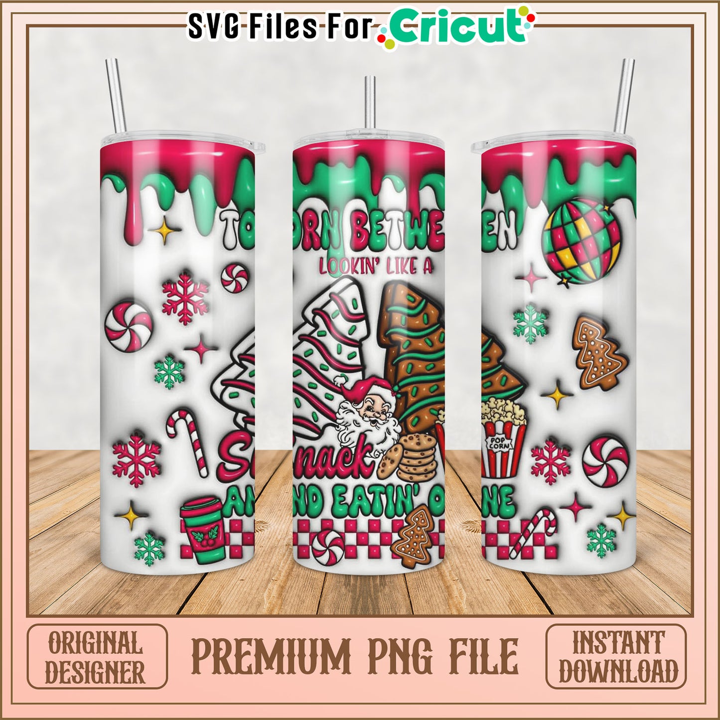 Cute Holiday Tumbler Design for Cricut Premium PNG File Download