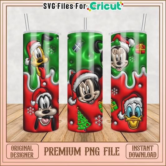Cute Holiday Tumbler PNG Design featuring Mickey and Friends