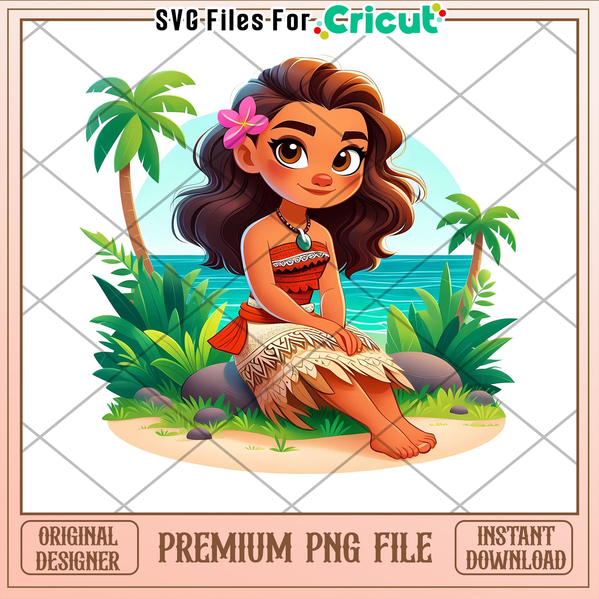 Cute Island Princess PNG File for Cricut Instant Download Art