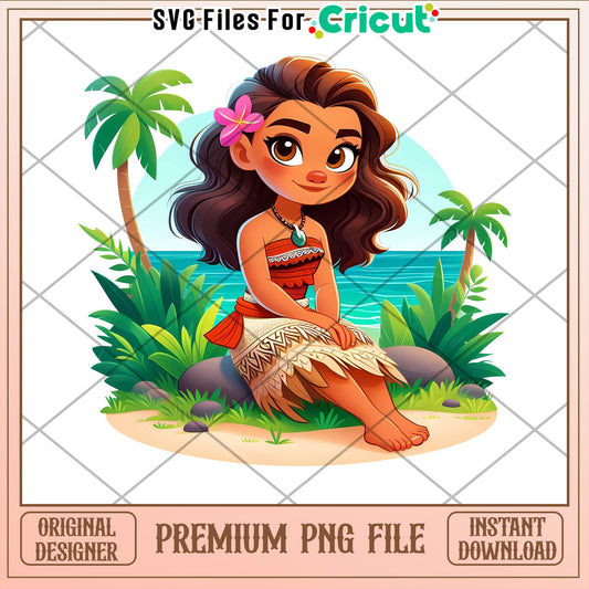 Cute Island Princess PNG File for Cricut Instant Download Art