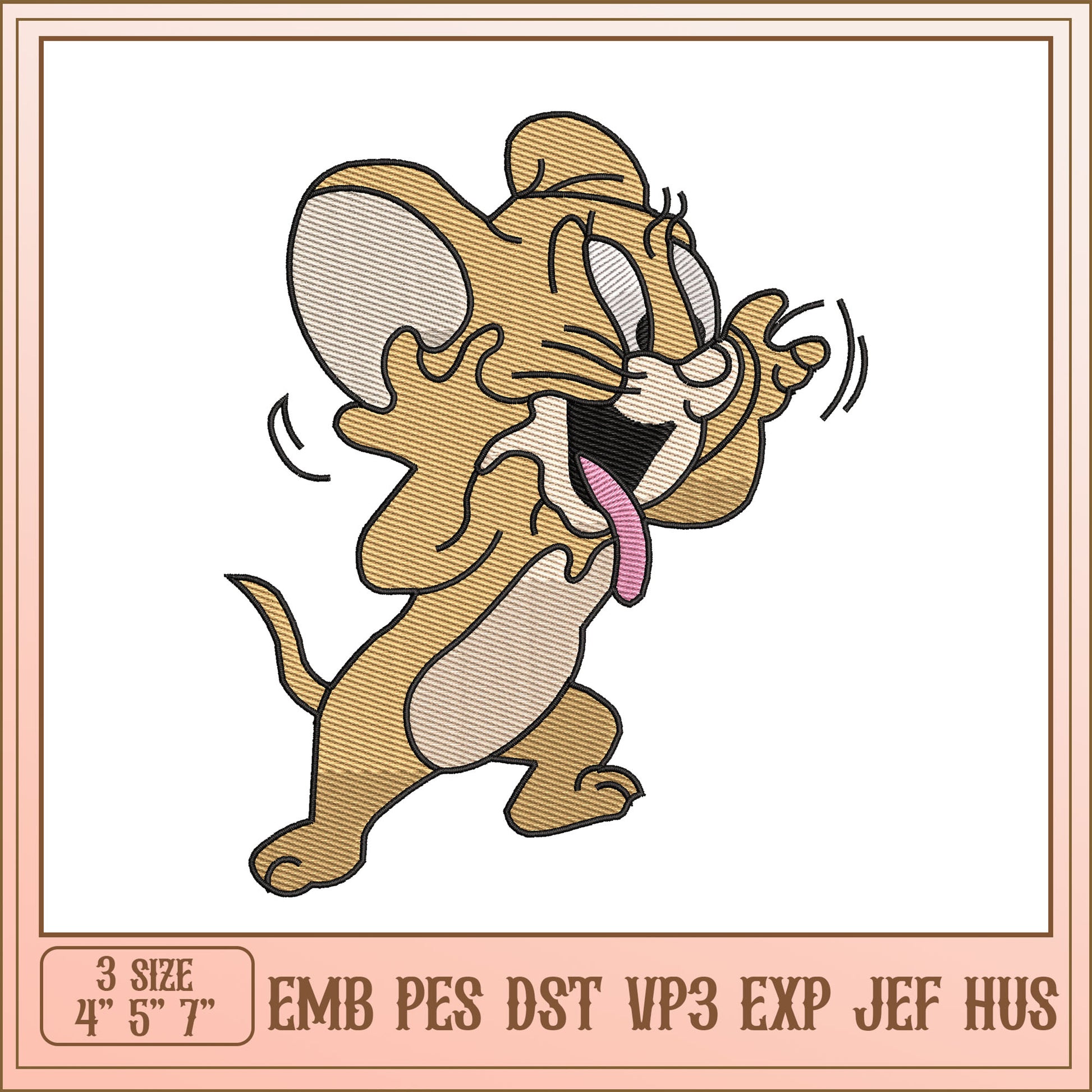 Cute Jerry Mouse Embroidery Design for All Formats and Sizes
