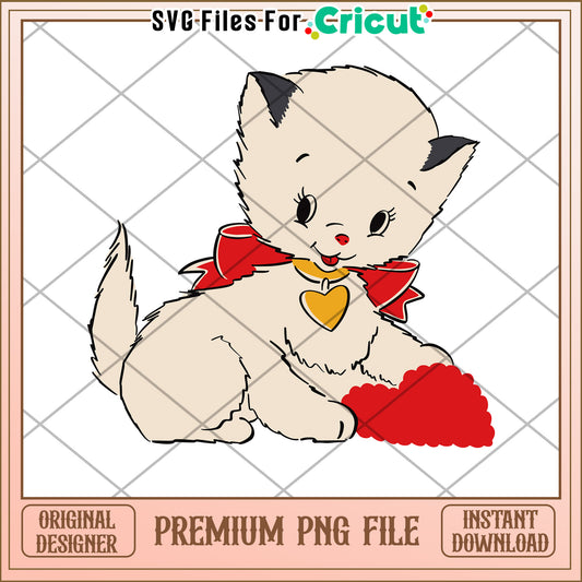 Cute Kitten PNG Valentines Day Cricut