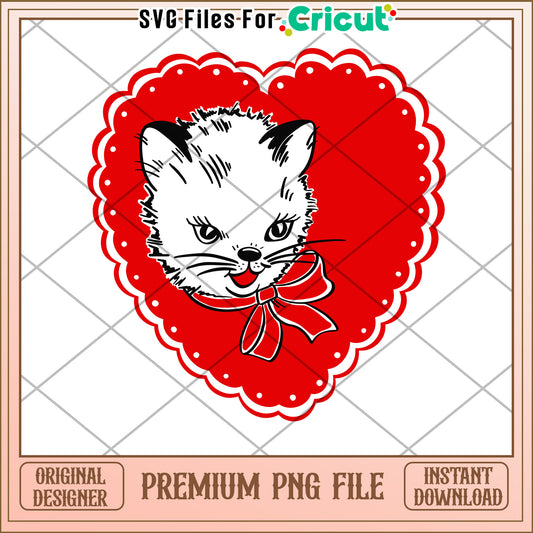 Cute Kitten Valentine PNG Cricut File