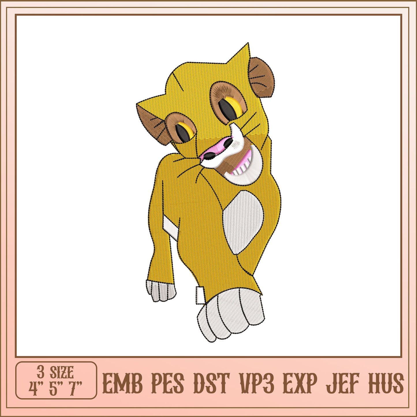 Cute Lion Cub Embroidery Design